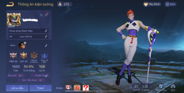 91 Tướng  🔹 130 Skin 🔹 Lữ bố tư lệnh robot, Flo Hisoka, Elsu chiến binh bóng tối, Raz Gon - Mã #76502321