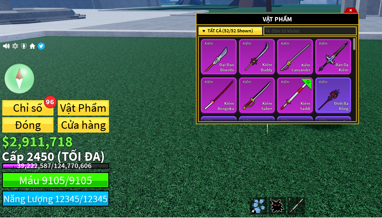 Level : 2450 Max Level Melee : 3-5 Melee Sea : Random Sea Fruits : Devil Fruit Awakend hoặc Devil Fruit 1M+ - Mã #00993194