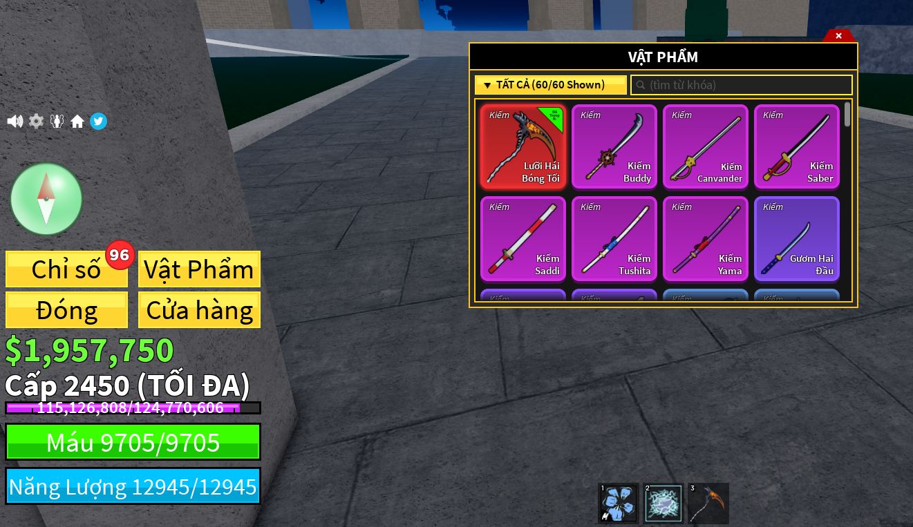 Level : 2450 Max Level Melee : 3-5 Melee Sea : Random Sea Fruits : Devil Fruit Awakend hoặc Devil Fruit 1M+ - Mã #36353244