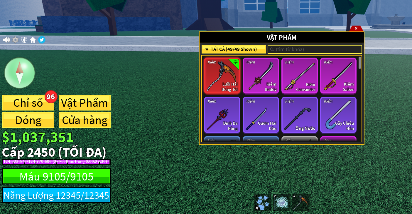 Level : 2450 Max Level Melee : 3-5 Melee Sea : Random Sea Fruits : Devil Fruit Awakend hoặc Devil Fruit 1M+ - Mã #88341990