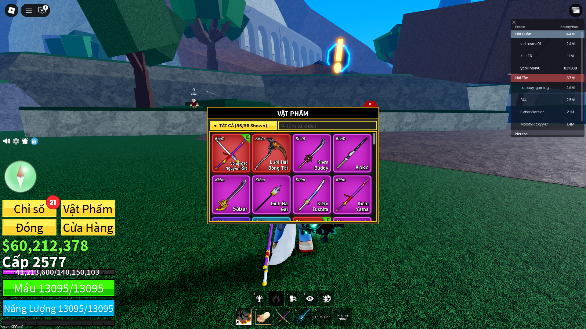 60m beli, ăn mochi, lưỡi hái Venom, T-rex, Control rương - Mã #82850440