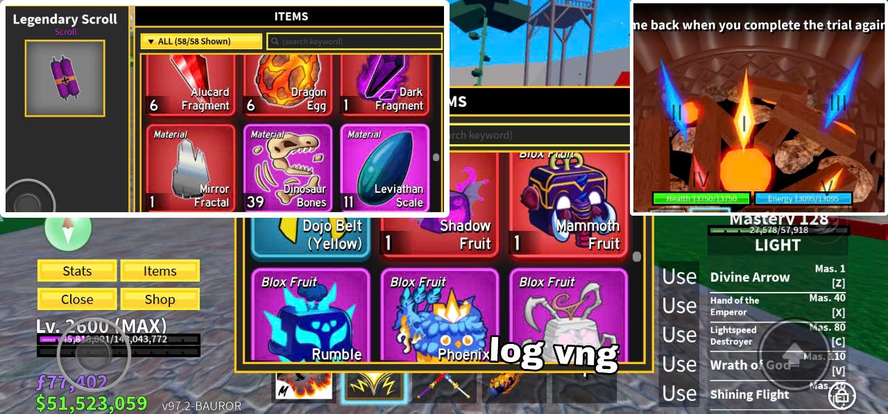 Acc Log vng, Lever max + godhuman + cdk, Dravo v4 FG - Mã #73666646