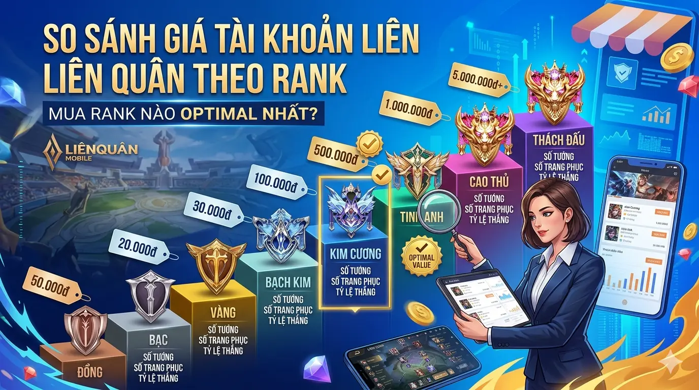 So sánh giá tài khoản Liên Quân theo rank - Mua rank nào optimal nhất?